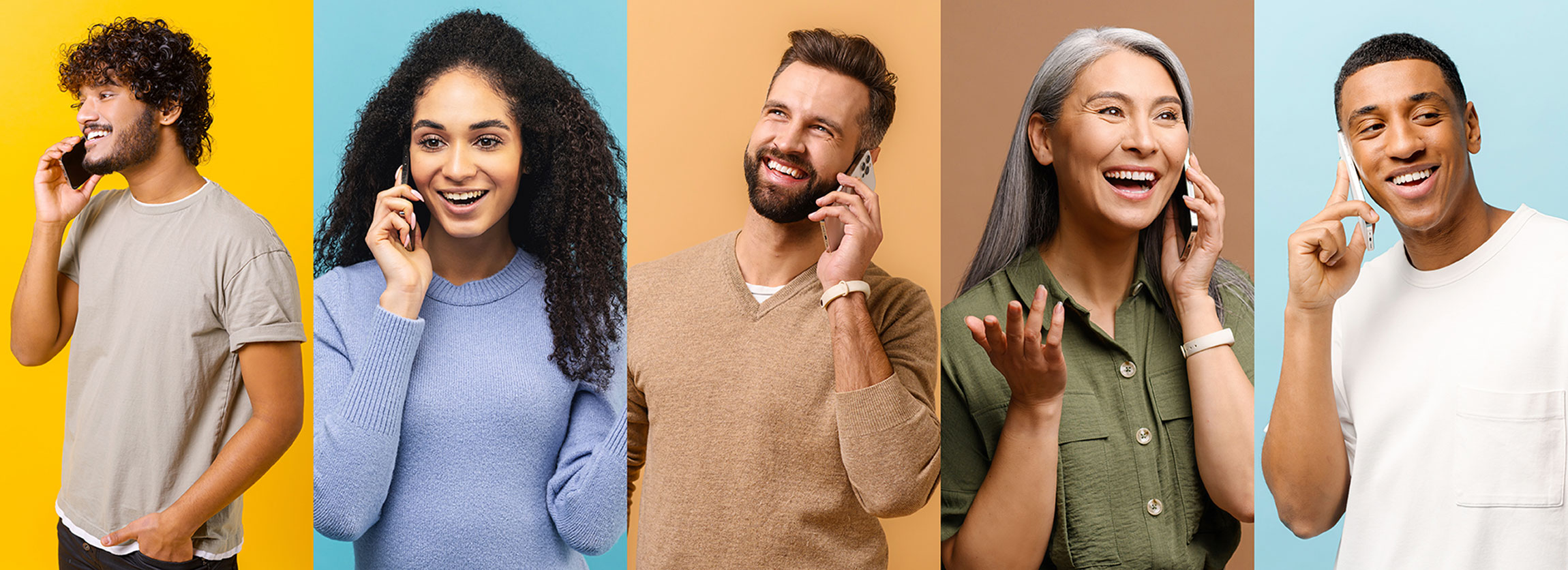 Partnerservice: Viele Menschen telefonieren miteinander